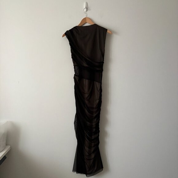 Zara Tulle Mixed Maxi Dress Black Grey Size Medium Blogger Fav - Picture 9 of 13